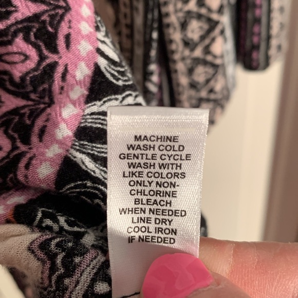 Cato Purple & Black 3/4 Sleeve Tie Front Boho Blouse EUC - Picture 10 of 10